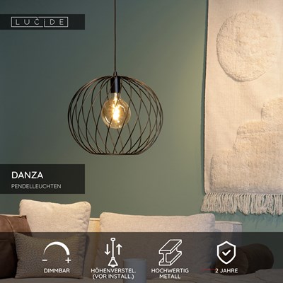 Lucide DANZA - Pendelleuchten - Ø 40 cm - 1xE27 - Schwarz
